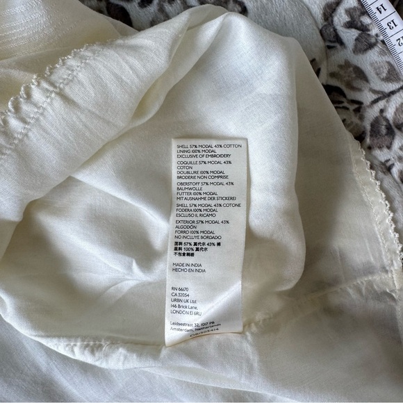 Anthropologie Cream and Brown Embroidered Bohemian balloon sleeve dress XS - Picture 14 of 17